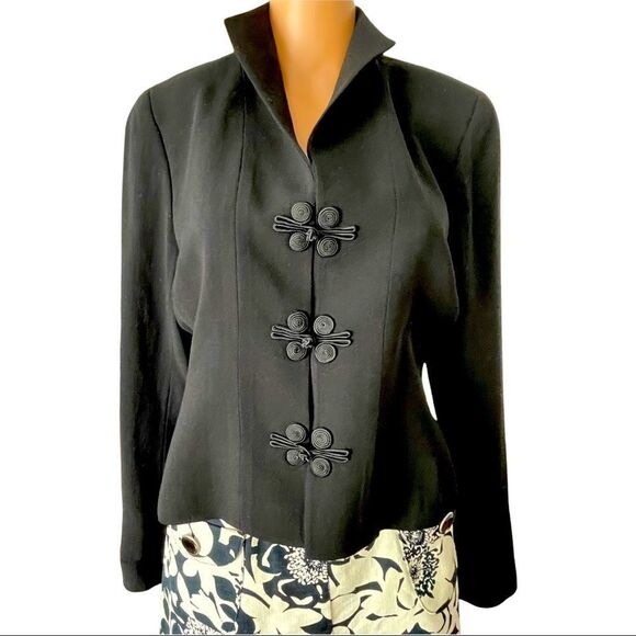 Doncaster Black Formal 💯% Wool Long Sleeve Top/Jacket LARGE - Picture 1 of 10